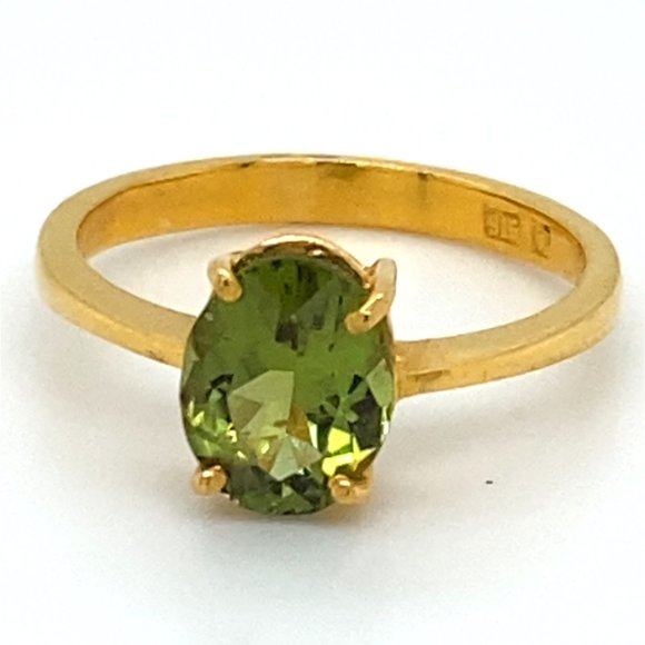Green Tourmaline 1.70ct Solid 22K Yellow Gold Ring - Picture 4 of 8